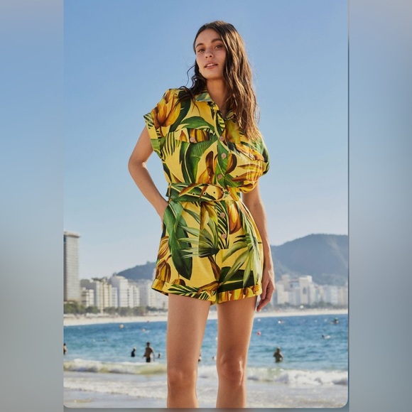 FARM Rio Pants - Farm Rio Yellow Bananart Romper